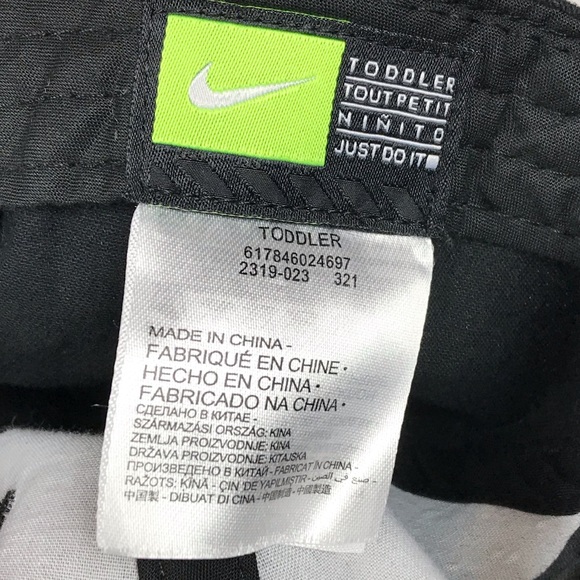 Nike Just Do It Kids Toddler Black Casual Adjustable Hat & Cap White Swoosh - Picture 11 of 11